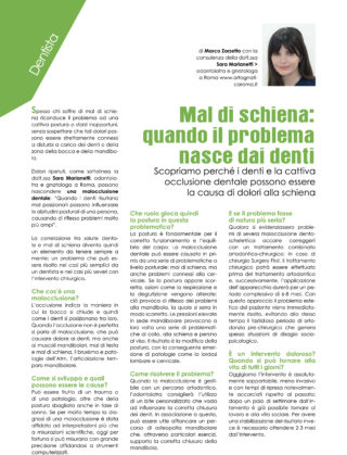 Mal di schiena: a volte nasce dai denti